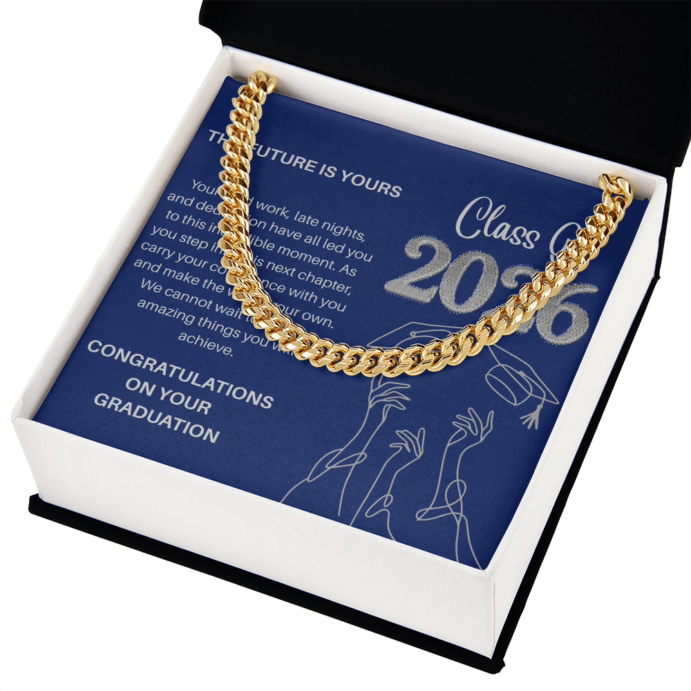 Class of 2026 Graduation Gift for Him | Men's Cuban Link Chain & Inspirational Message Card |Jewelry  Charm & Dazzle