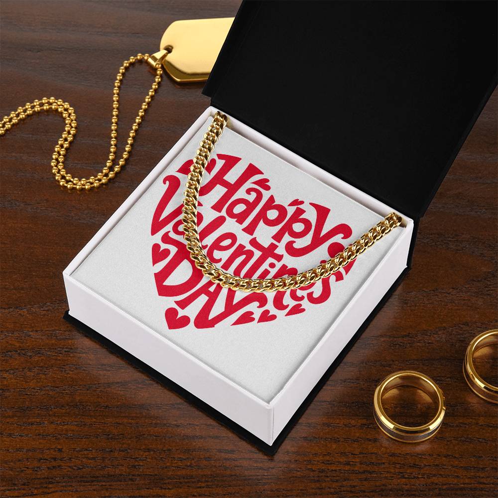 Gift for Him Valentine's Day Necklace | Cuban Link Chain | Stainless Steel or 14K Gold | Message Card for Husband Boyfriend Gift