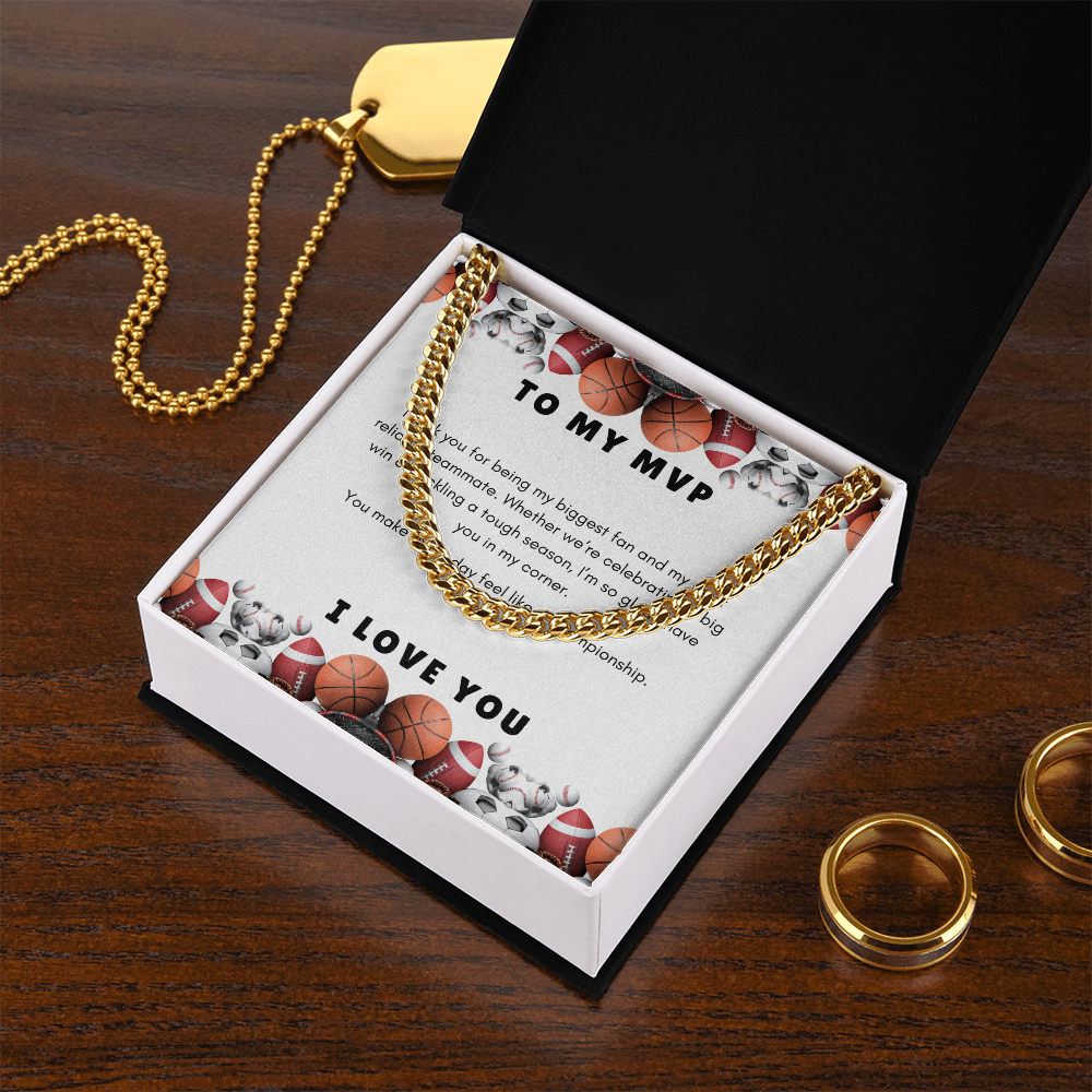 Men's Cuban Link Chain Necklace | Gift for Him To My MVP | Sports Themed  Message Card