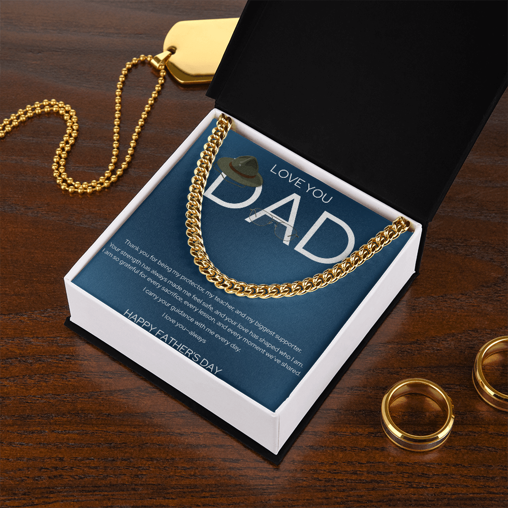 Father's Day Gift Box | Love You Dad | Stainless Steel Cuban Link Necklace