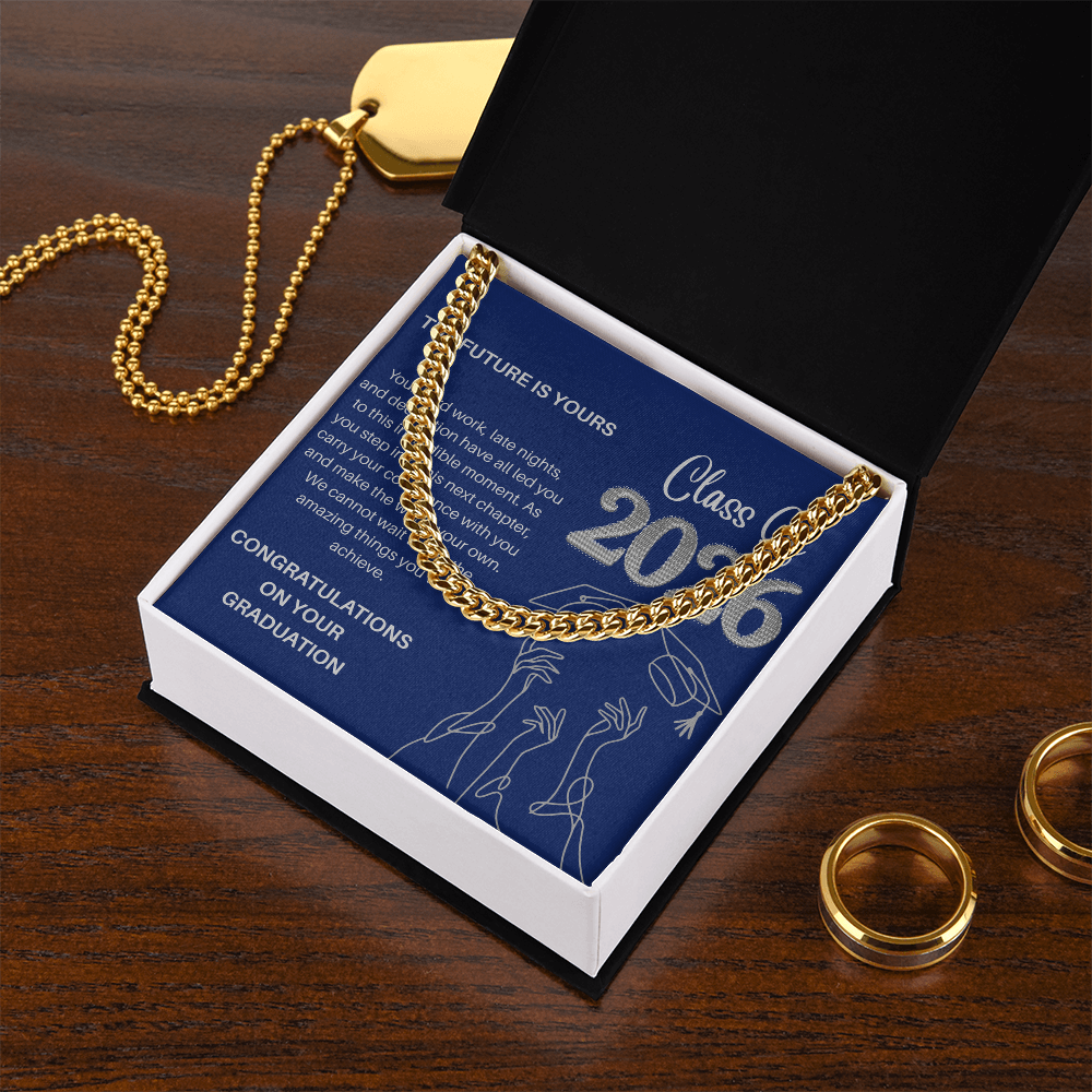 Class of 2026 Graduation Gift for Him | Men's Cuban Link Chain & Inspirational Message Card |Jewelry  Charm & Dazzle
