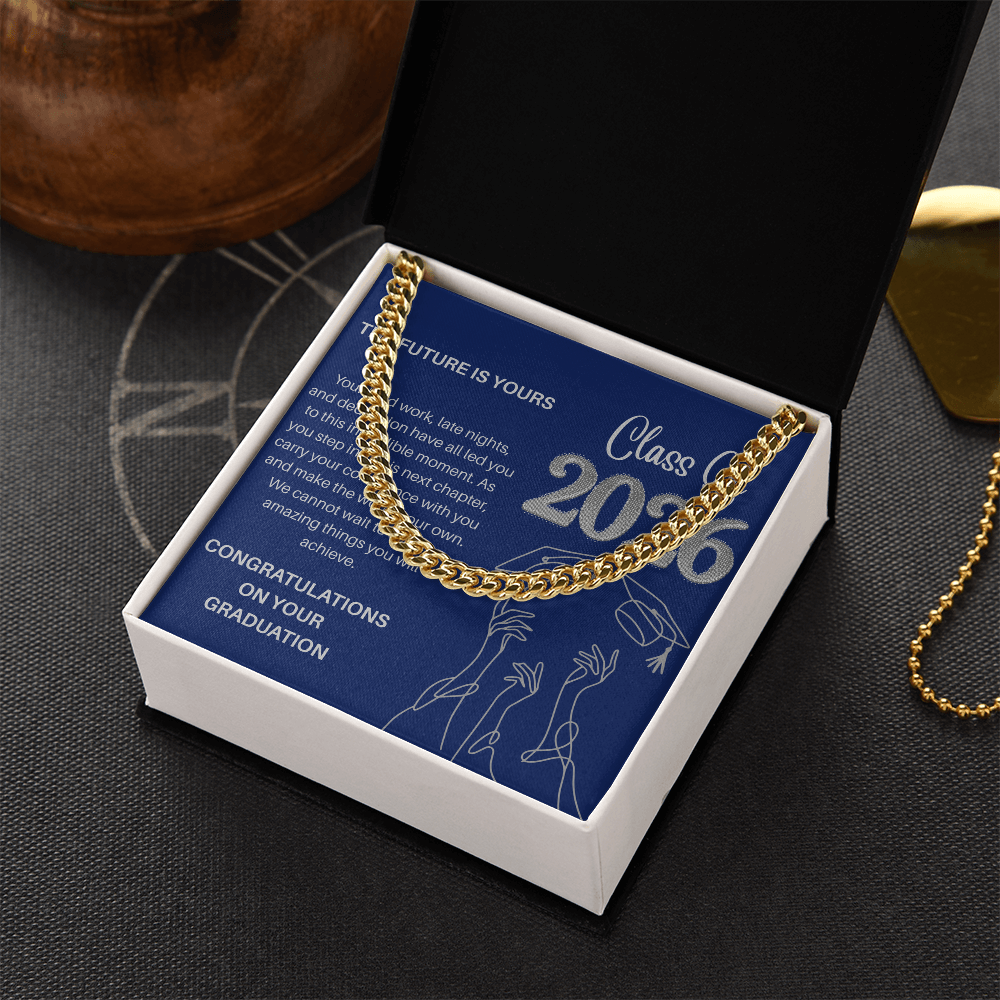 Class of 2026 Graduation Gift for Him | Men's Cuban Link Chain & Inspirational Message Card |Jewelry  Charm & Dazzle