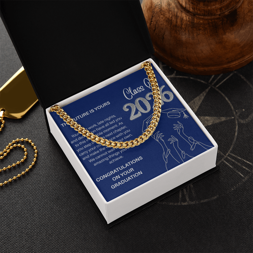 Class of 2026 Graduation Gift for Him | Men's Cuban Link Chain & Inspirational Message Card |Jewelry  Charm & Dazzle