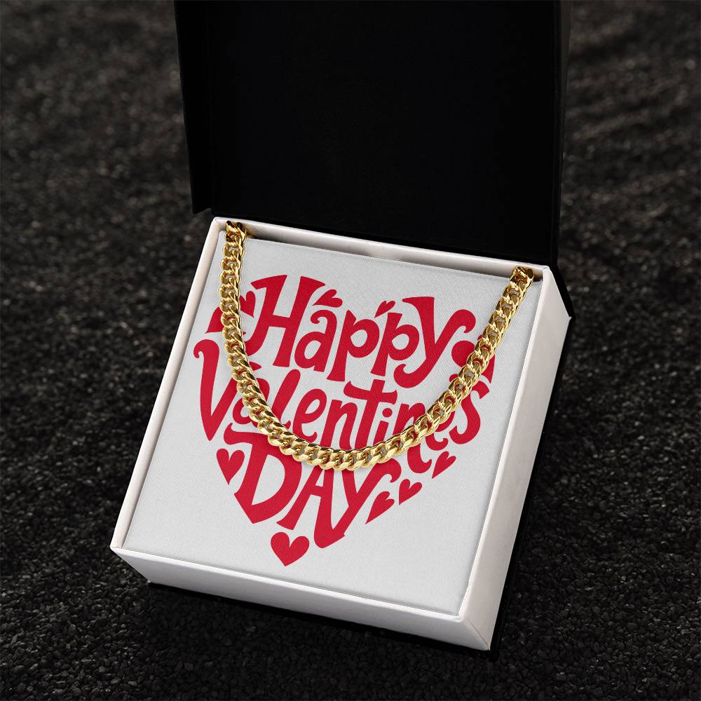 Gift for Him Valentine's Day Necklace | Cuban Link Chain | Stainless Steel or 14K Gold | Message Card for Husband Boyfriend Gift