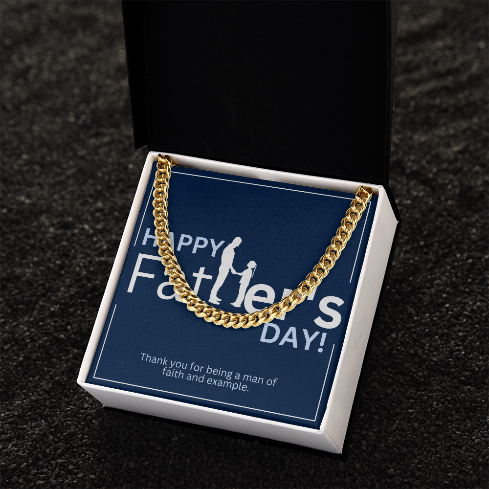 Father's Day Gift Box | Man of Faith | Stainless Steel Cuban Link Necklace