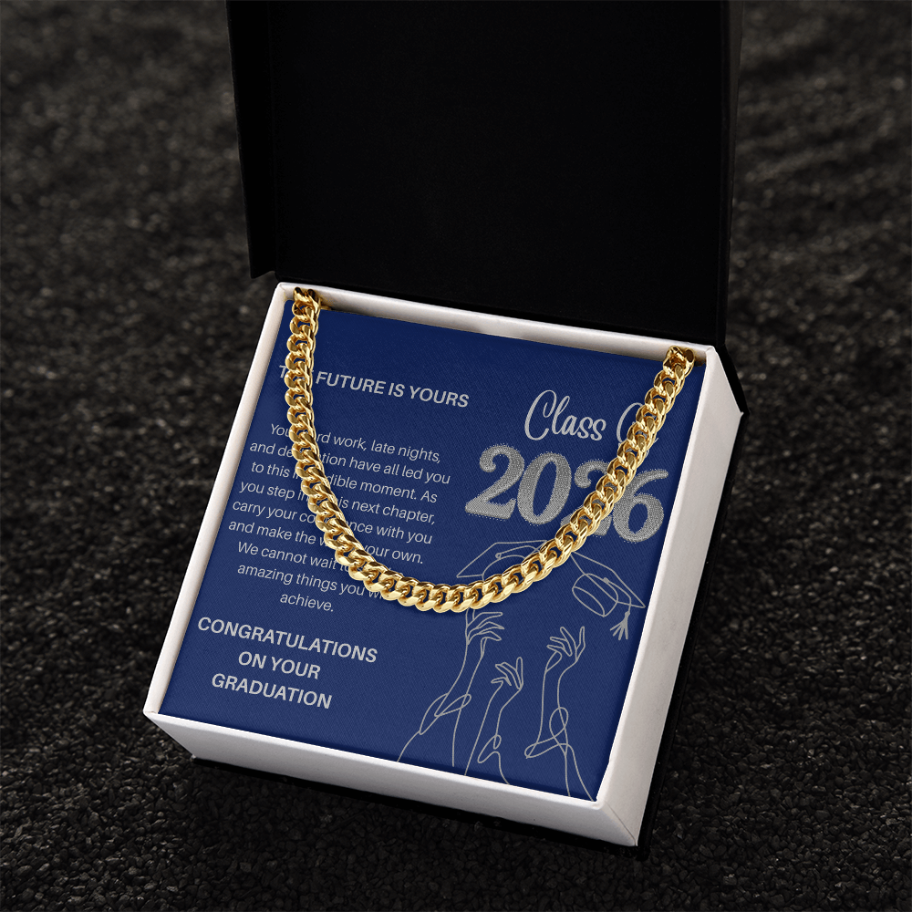 Class of 2026 Graduation Gift for Him | Men's Cuban Link Chain & Inspirational Message Card |Jewelry  Charm & Dazzle