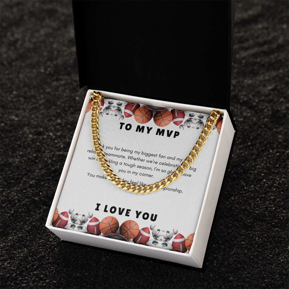 Men's Cuban Link Chain Necklace | Gift for Him To My MVP | Sports Themed  Message Card