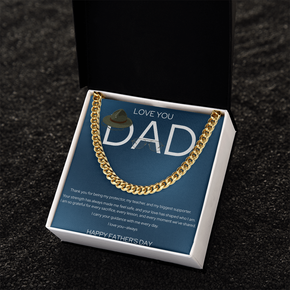 Father's Day Gift Box | Love You Dad | Stainless Steel Cuban Link Necklace