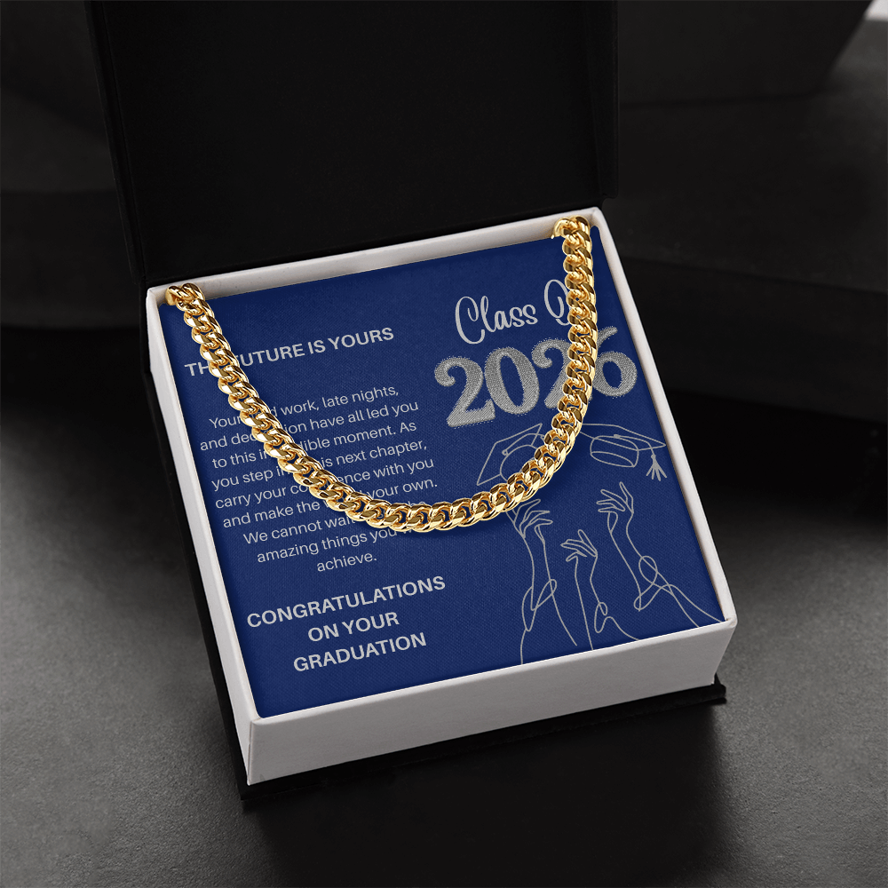 Class of 2026 Graduation Gift for Him | Men's Cuban Link Chain & Inspirational Message Card |Jewelry  Charm & Dazzle