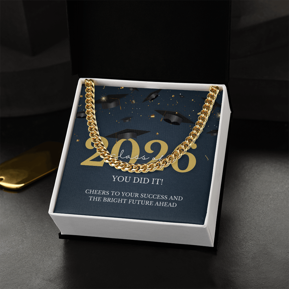 Graduation Gift for Him: Class of 2026 Cuban Link Chain