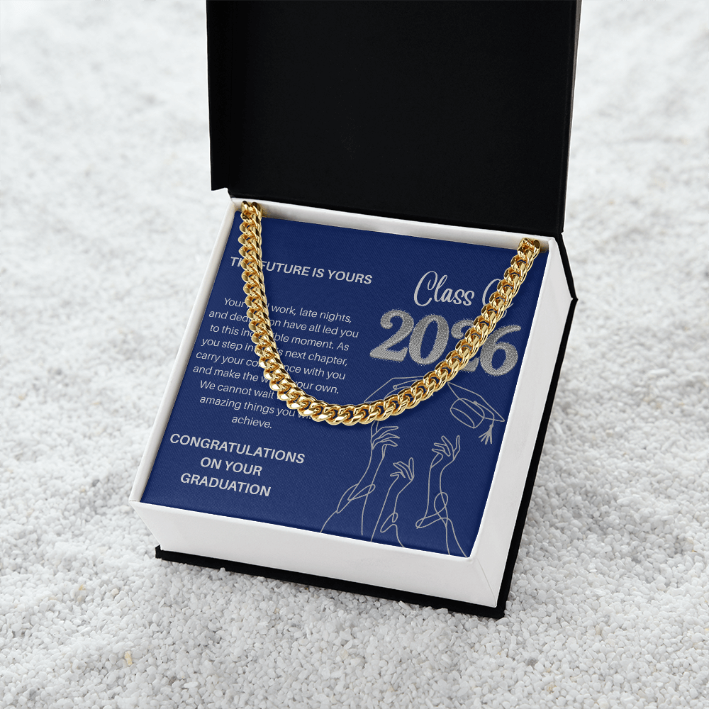 Class of 2026 Graduation Gift for Him | Men's Cuban Link Chain & Inspirational Message Card |Jewelry  Charm & Dazzle