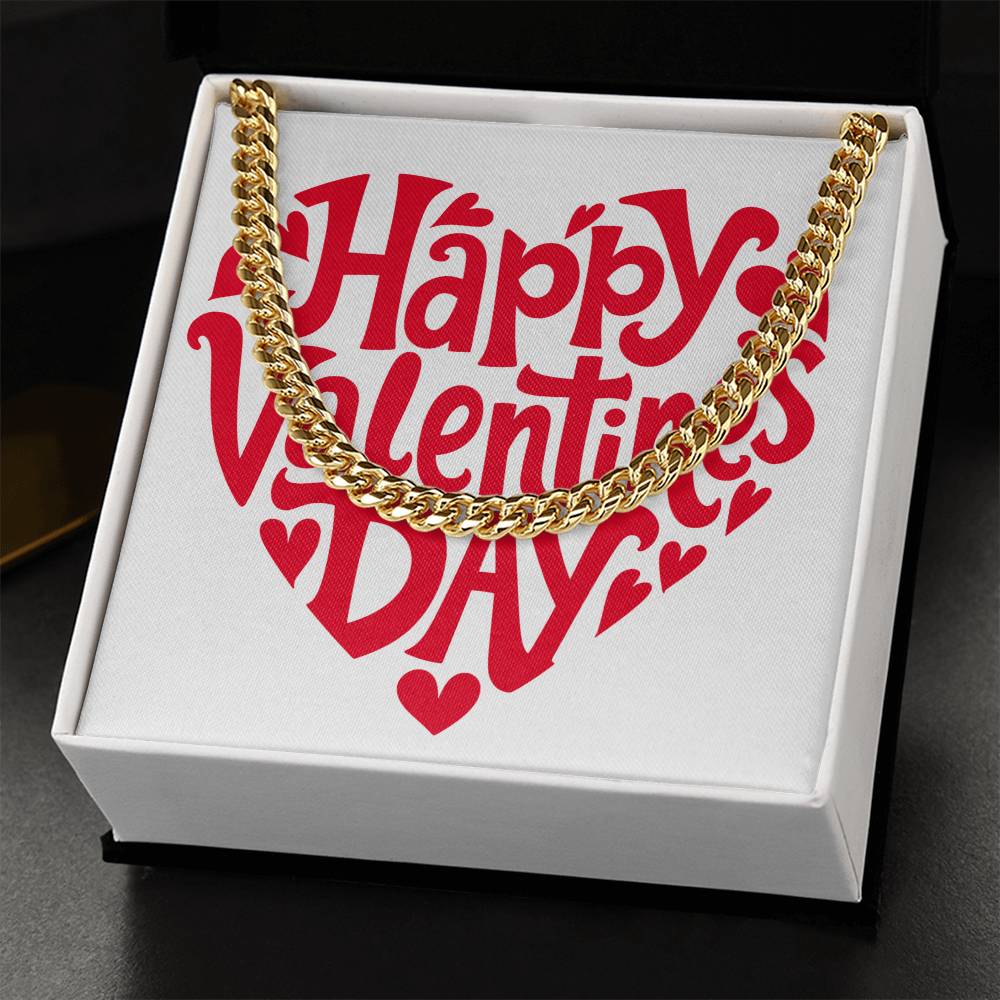 Gift for Him Valentine's Day Necklace | Cuban Link Chain | Stainless Steel or 14K Gold | Message Card for Husband Boyfriend Gift
