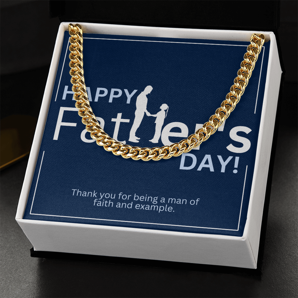 Father's Day Gift Box | Man of Faith | Stainless Steel Cuban Link Necklace