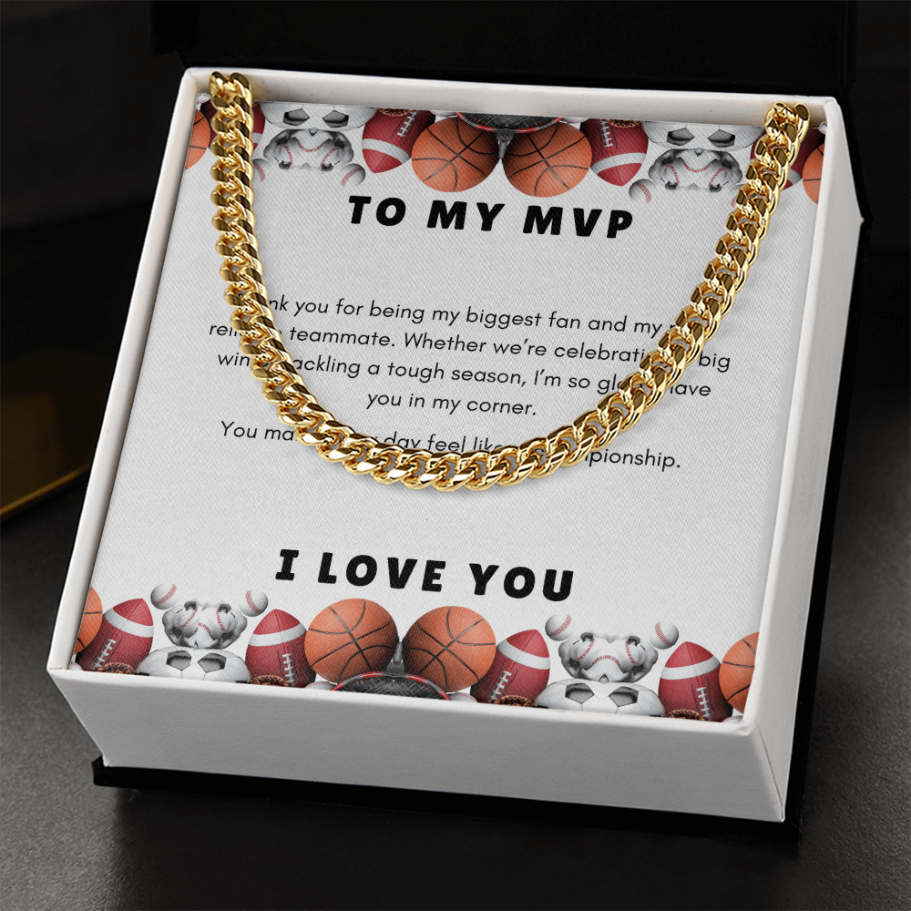 Men's Cuban Link Chain Necklace | Gift for Him To My MVP | Sports Themed  Message Card