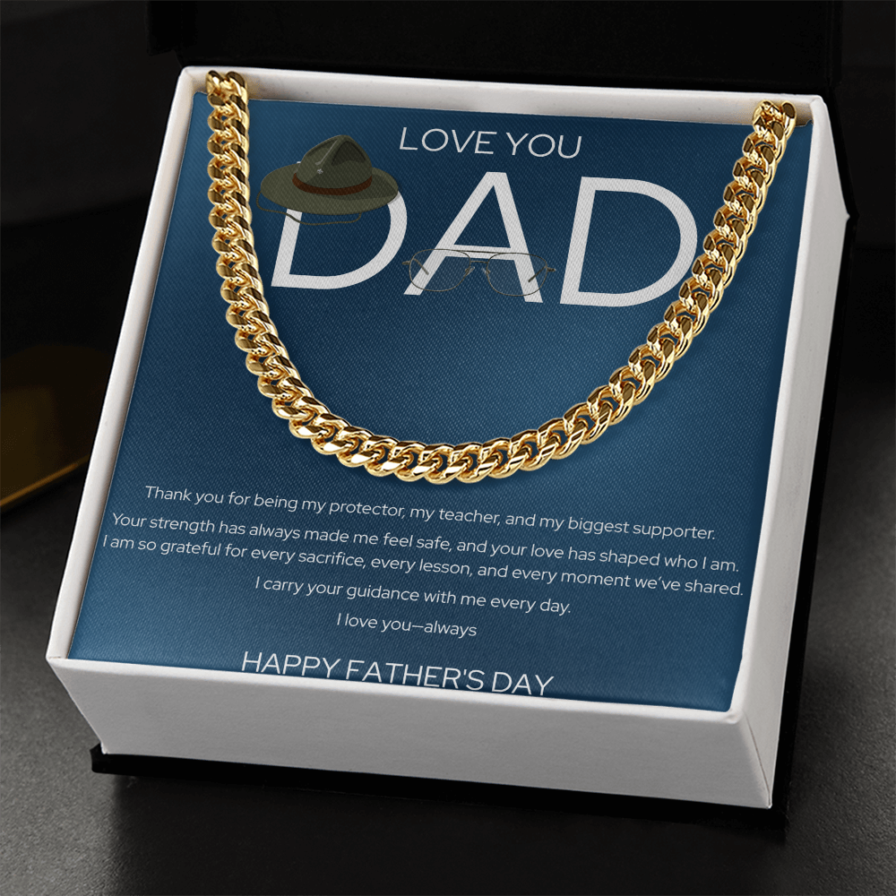 Father's Day Gift Box | Love You Dad | Stainless Steel Cuban Link Necklace