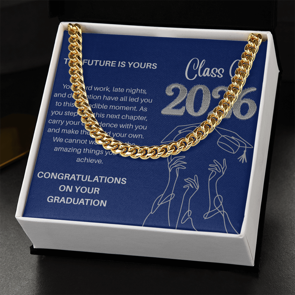 Class of 2026 Graduation Gift for Him | Men's Cuban Link Chain & Inspirational Message Card |Jewelry  Charm & Dazzle