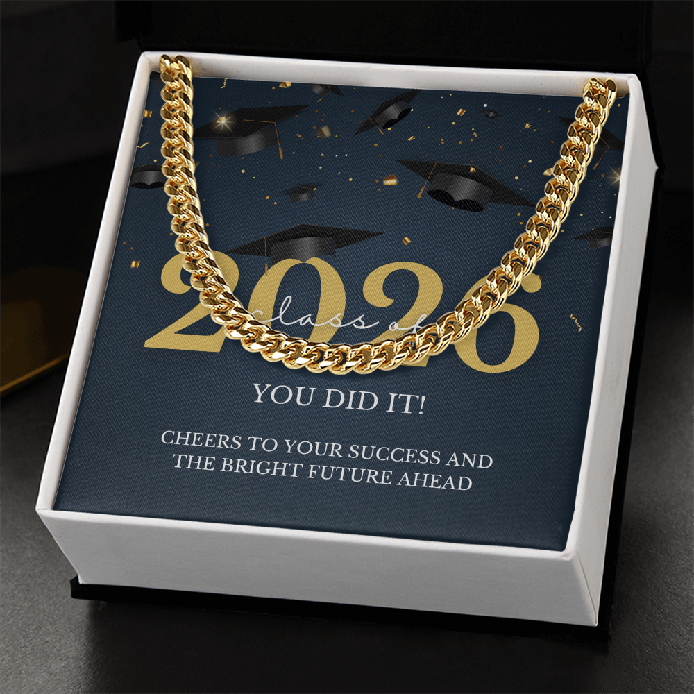 Graduation Gift for Him: Class of 2026 Cuban Link Chain