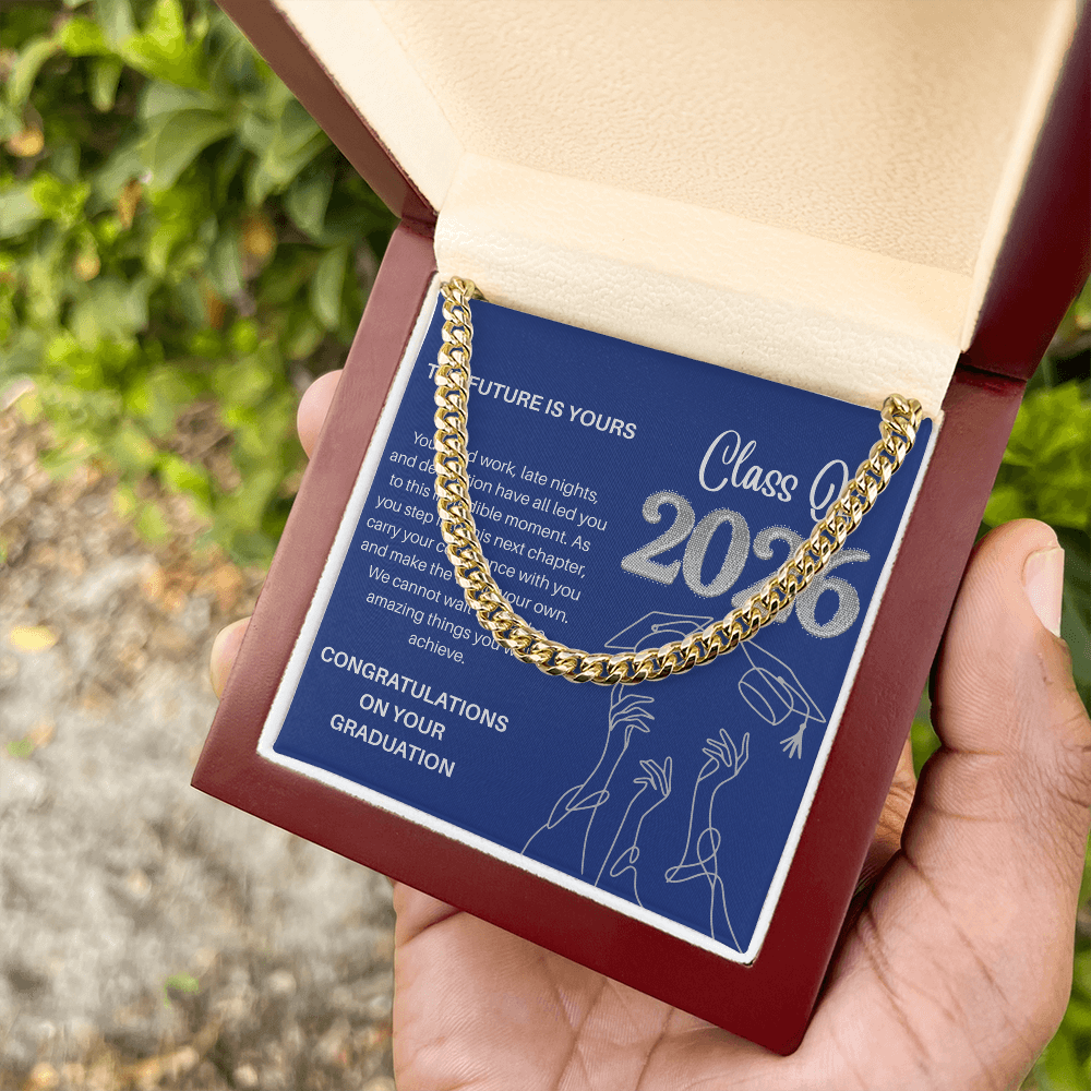 Class of 2026 Graduation Gift for Him | Men's Cuban Link Chain & Inspirational Message Card |Jewelry  Charm & Dazzle