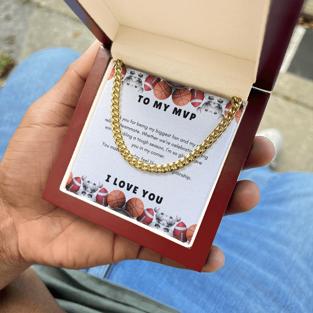 Men's Cuban Link Chain Necklace | Gift for Him To My MVP | Sports Themed  Message Card
