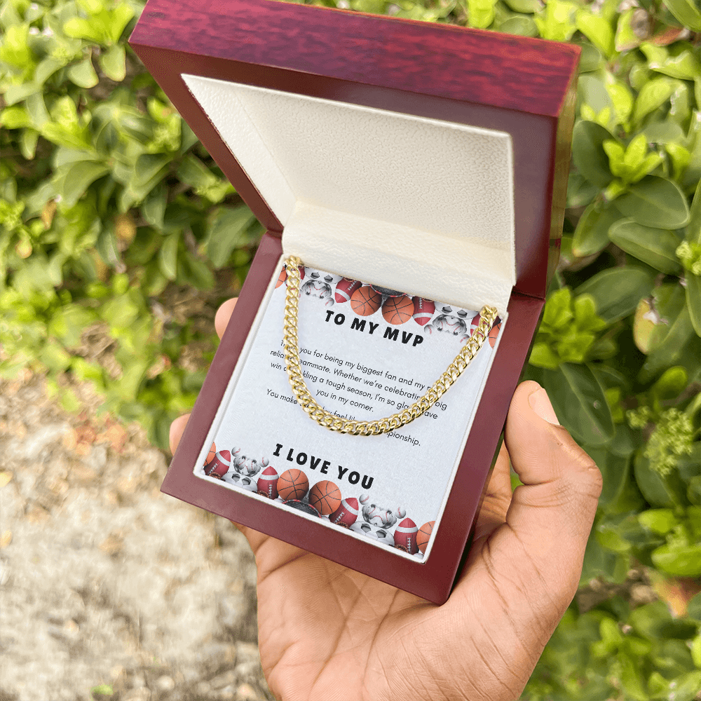 Men's Cuban Link Chain Necklace | Gift for Him To My MVP | Sports Themed  Message Card