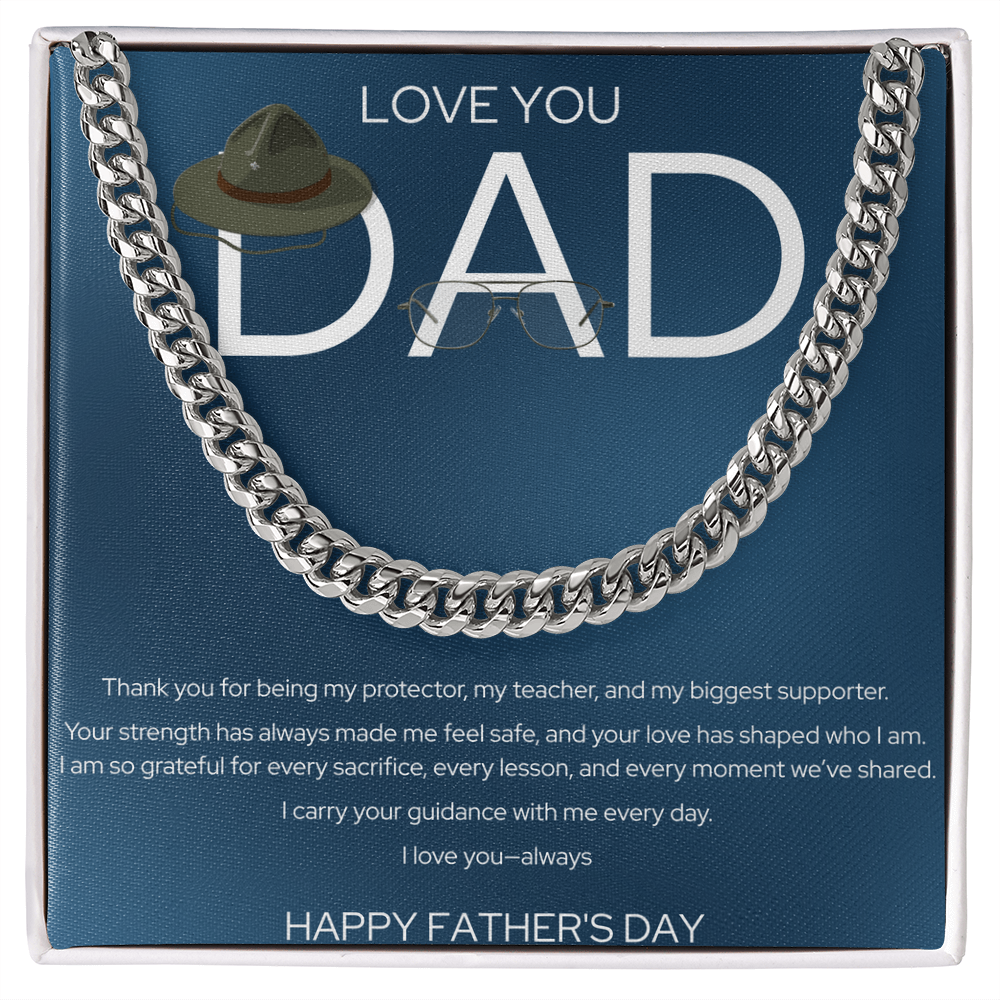 Father's Day Gift Box | Love You Dad | Stainless Steel Cuban Link Necklace