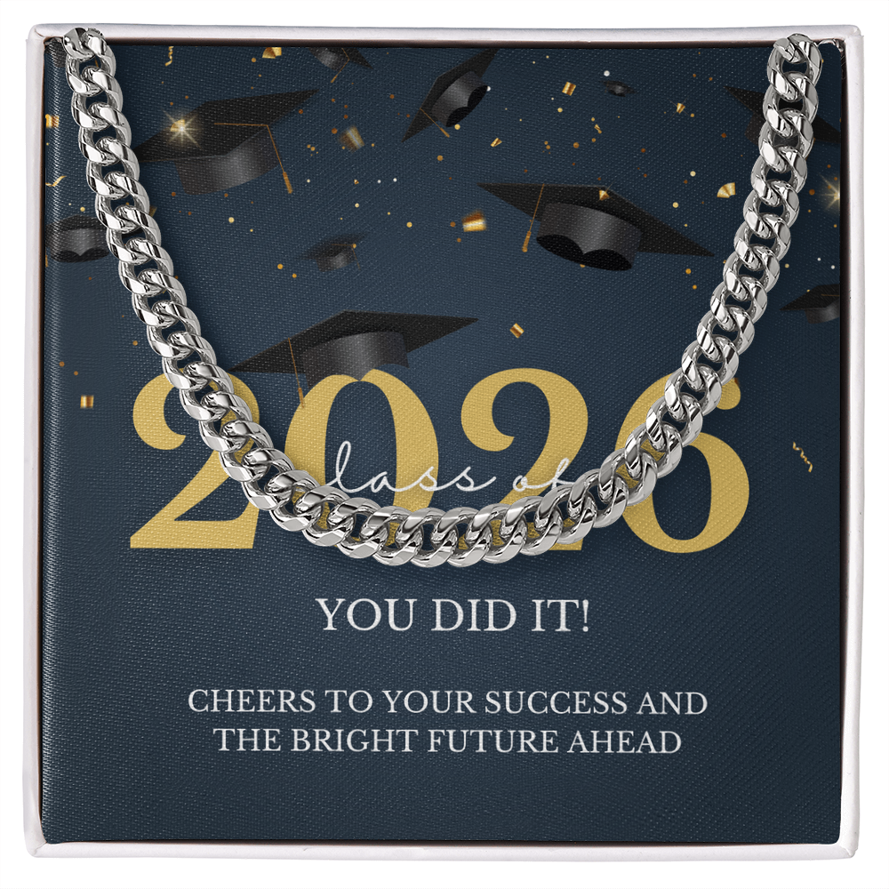 Graduation Gift for Him: Class of 2026 Cuban Link Chain