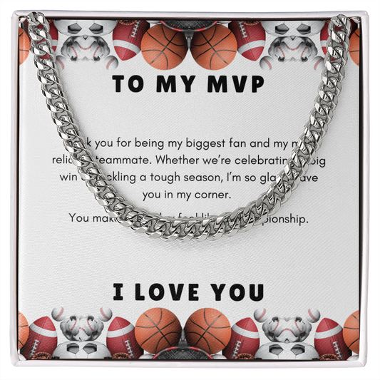 Men's Cuban Link Chain Necklace | Gift for Him To My MVP | Sports Themed  Message Card