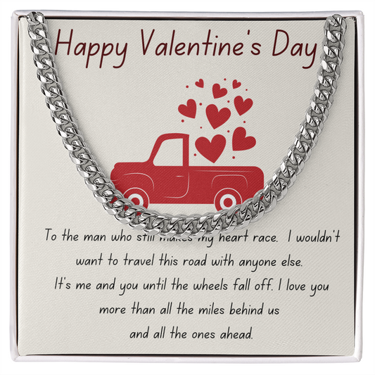 Ride or Die Valentine's Gift for Him | Men's Classic Cuban Link Chain | Wheels Fall Off Humor Gift