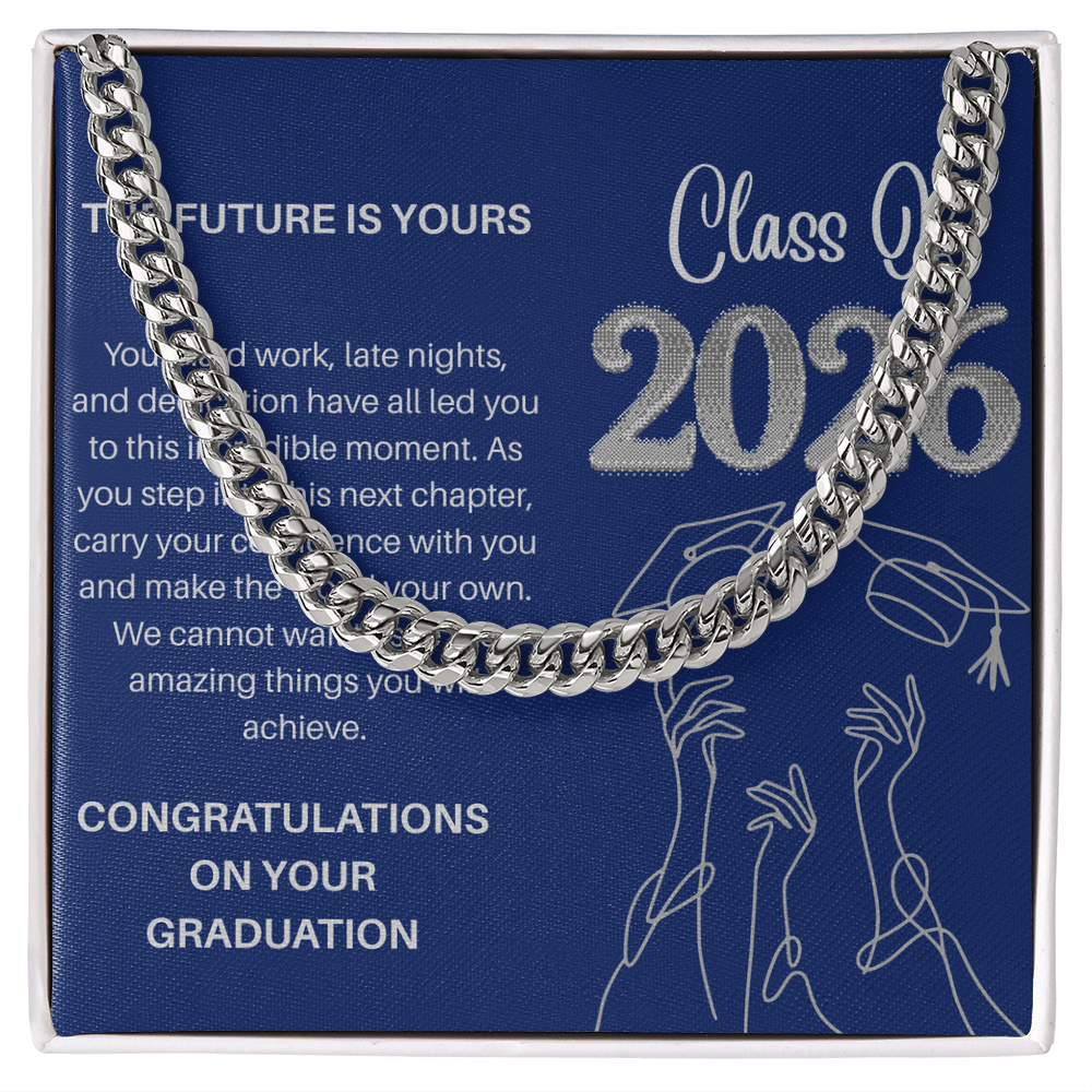 Class of 2026 Graduation Gift for Him | Men's Cuban Link Chain & Inspirational Message Card |Jewelry  Charm & Dazzle