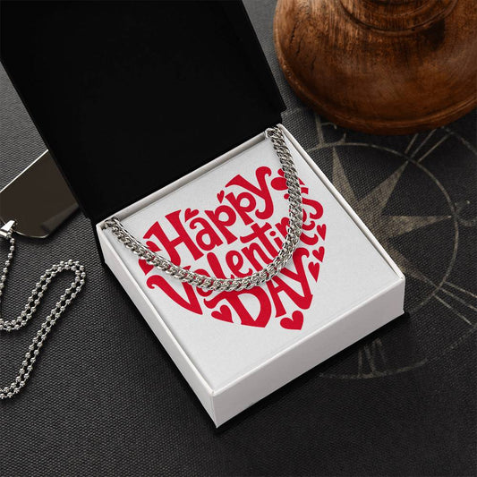 Gift for Him Valentine's Day Necklace | Cuban Link Chain | Stainless Steel or 14K Gold | Message Card for Husband Boyfriend Gift