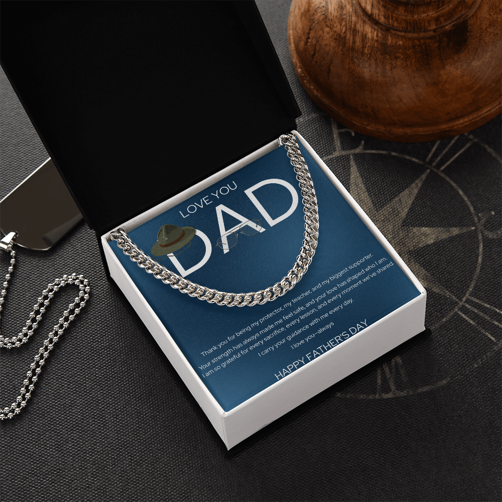 Father's Day Gift Box | Love You Dad | Stainless Steel Cuban Link Necklace