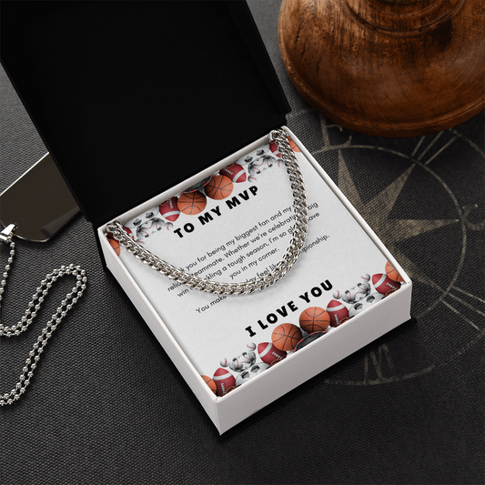 Men's Cuban Link Chain Necklace | Gift for Him To My MVP | Sports Themed  Message Card