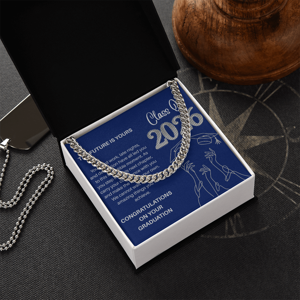 Class of 2026 Graduation Gift for Him | Men's Cuban Link Chain & Inspirational Message Card |Jewelry  Charm & Dazzle