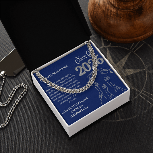 Class of 2026 Graduation Gift for Him | Men's Cuban Link Chain & Inspirational Message Card |Jewelry  Charm & Dazzle