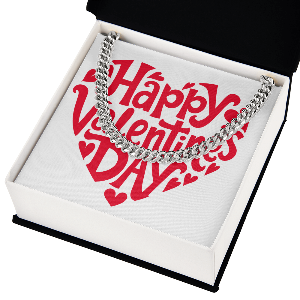 Gift for Him Valentine's Day Necklace | Cuban Link Chain | Stainless Steel or 14K Gold | Message Card for Husband Boyfriend Gift