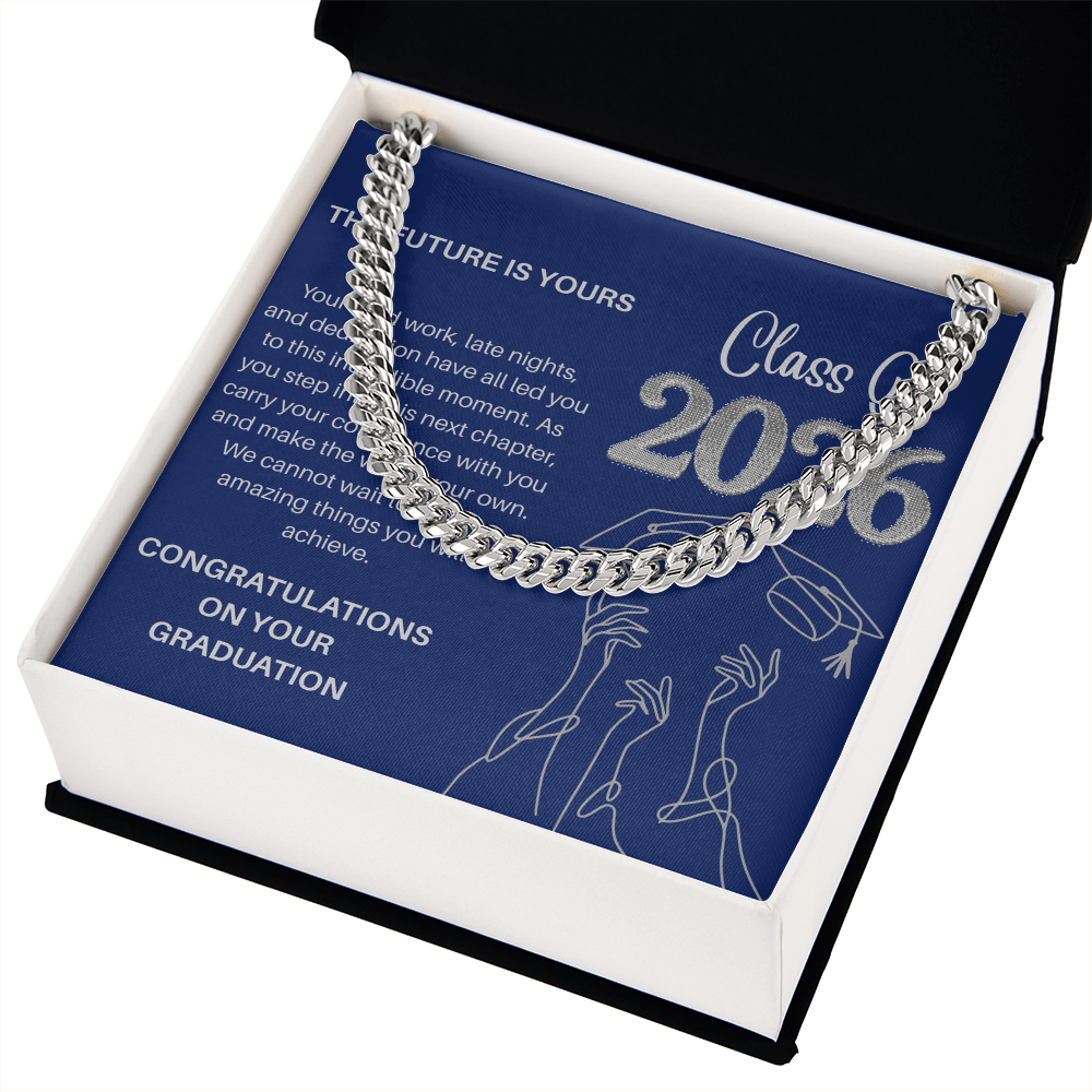 Class of 2026 Graduation Gift for Him | Men's Cuban Link Chain & Inspirational Message Card |Jewelry  Charm & Dazzle