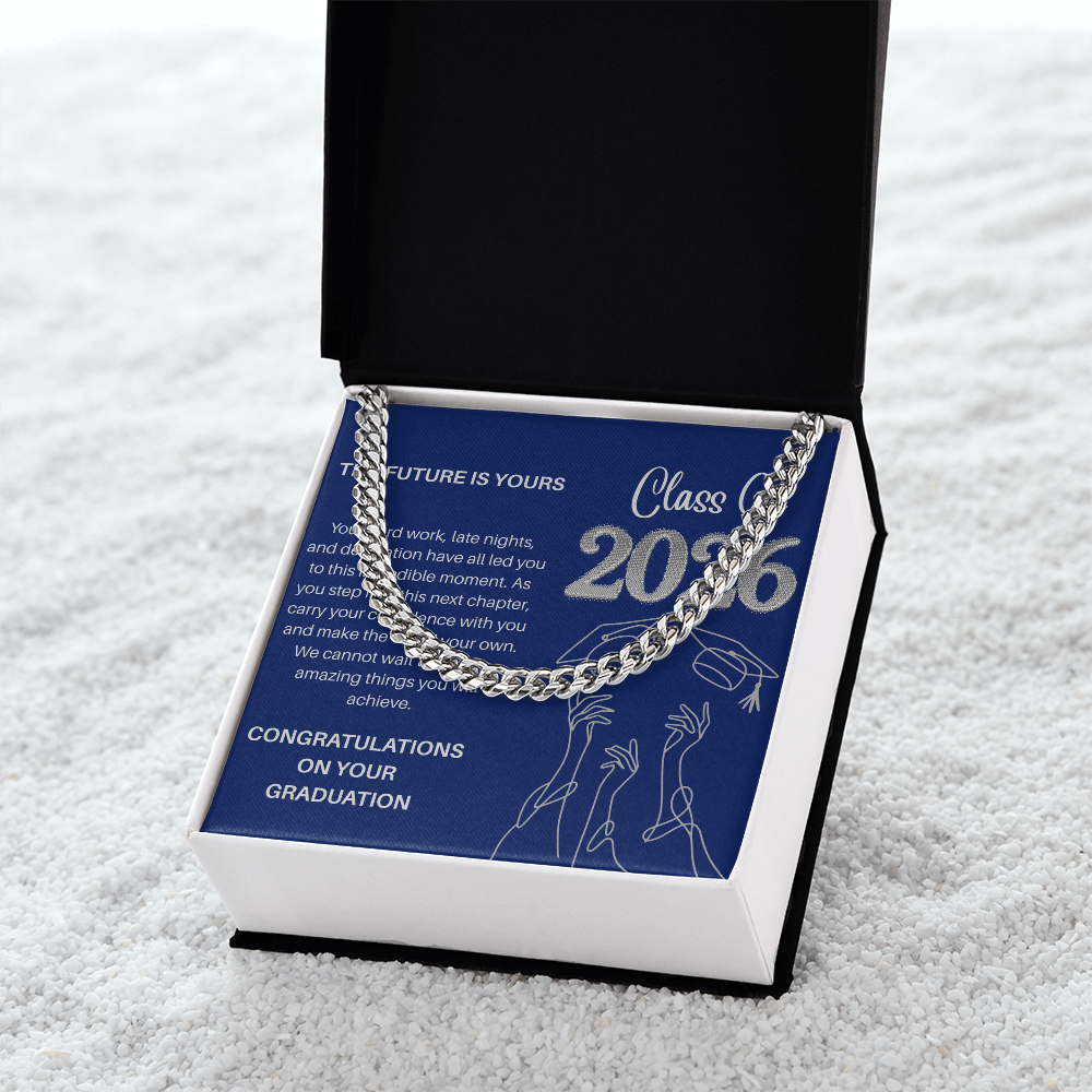 Class of 2026 Graduation Gift for Him | Men's Cuban Link Chain & Inspirational Message Card |Jewelry  Charm & Dazzle