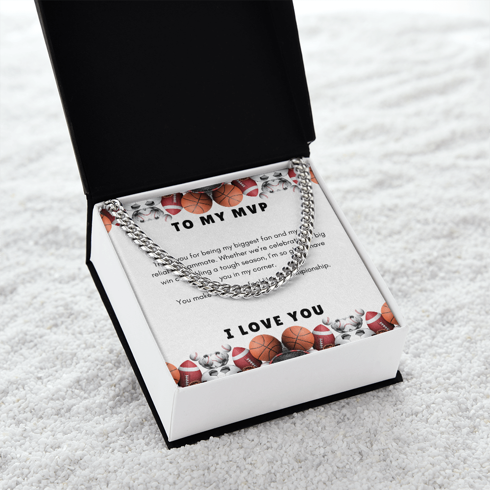Men's Cuban Link Chain Necklace | Gift for Him To My MVP | Sports Themed  Message Card