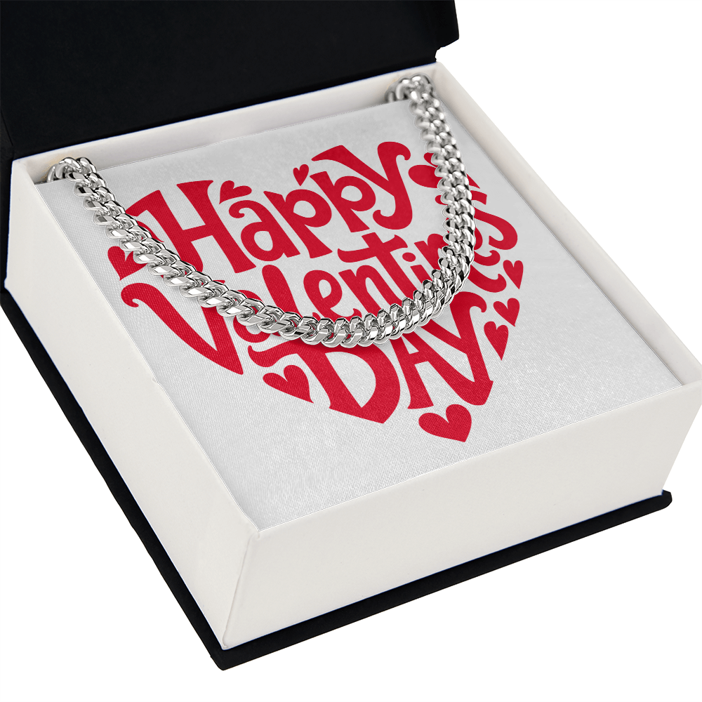 Gift for Him Valentine's Day Necklace | Cuban Link Chain | Stainless Steel or 14K Gold | Message Card for Husband Boyfriend Gift