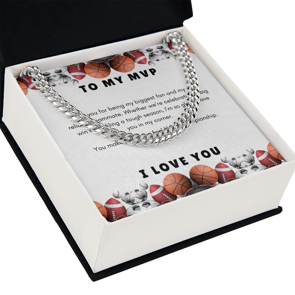 Men's Cuban Link Chain Necklace | Gift for Him To My MVP | Sports Themed  Message Card