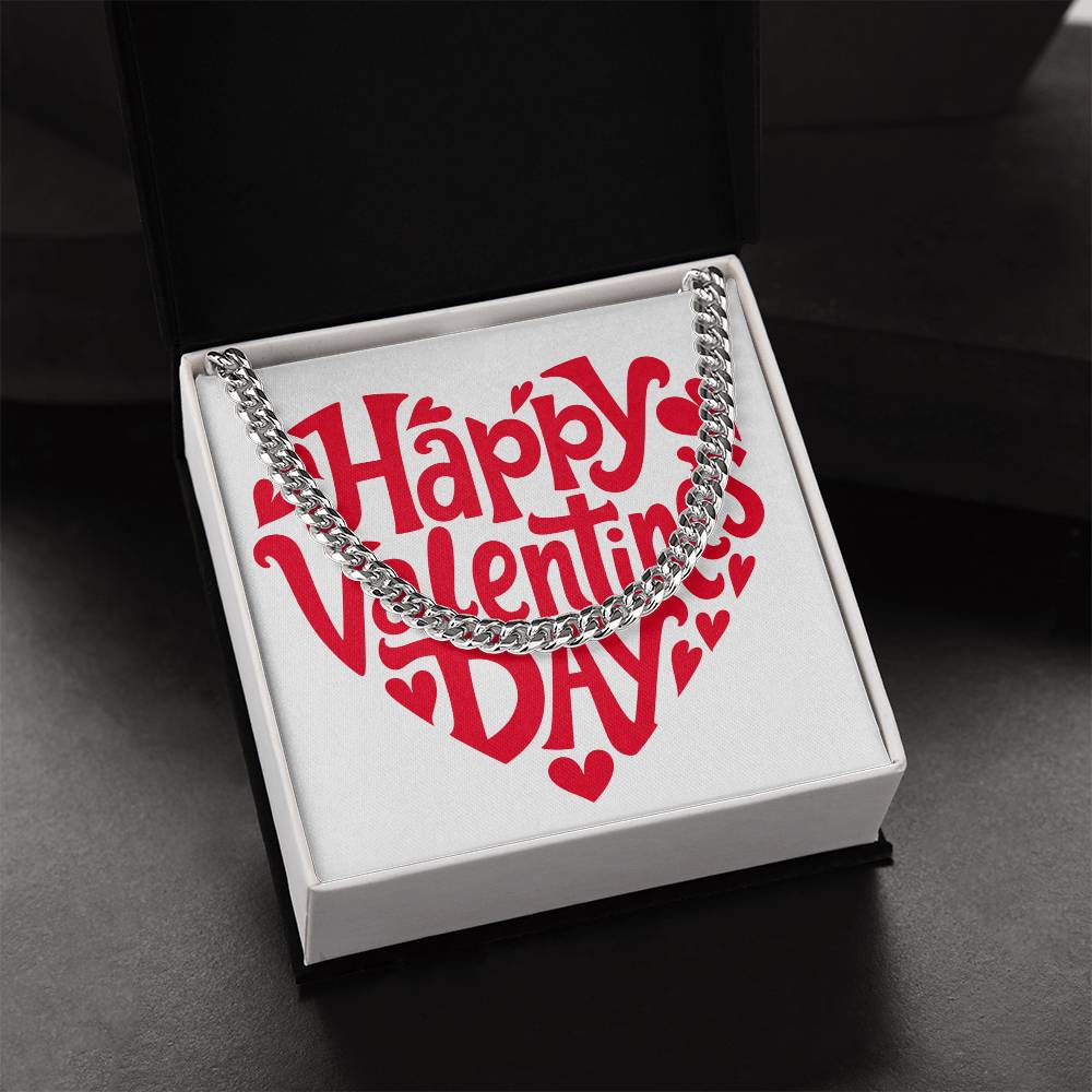 Gift for Him Valentine's Day Necklace | Cuban Link Chain | Stainless Steel or 14K Gold | Message Card for Husband Boyfriend Gift