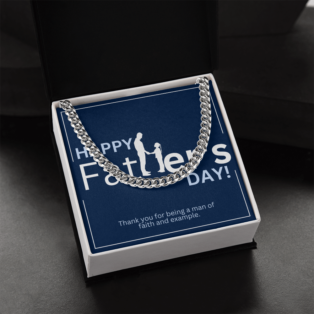 Father's Day Gift Box | Man of Faith | Stainless Steel Cuban Link Necklace
