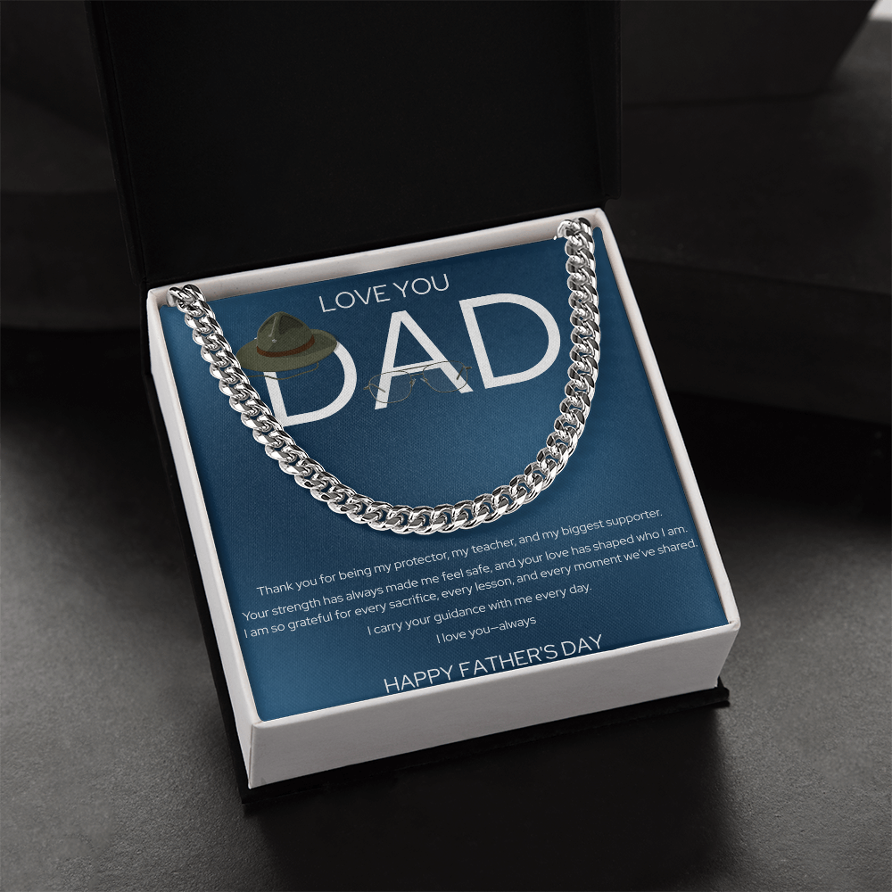 Father's Day Gift Box | Love You Dad | Stainless Steel Cuban Link Necklace