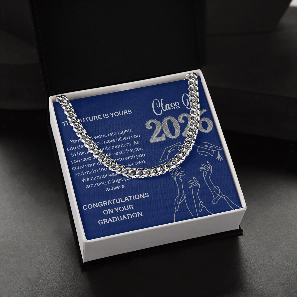 Class of 2026 Graduation Gift for Him | Men's Cuban Link Chain & Inspirational Message Card |Jewelry  Charm & Dazzle