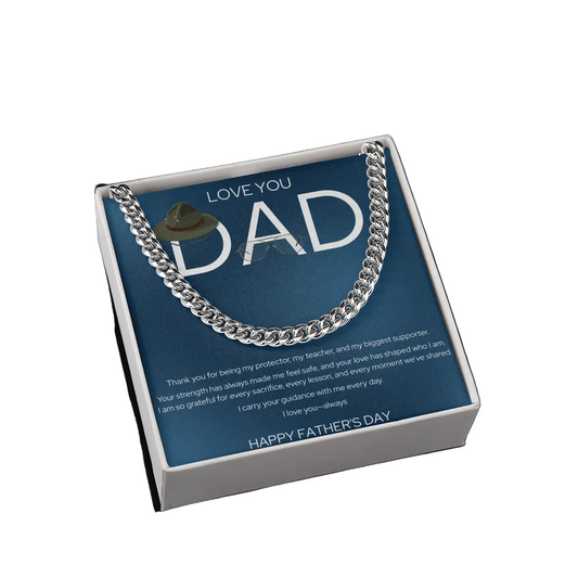 Father's Day Gift Box | Love You Dad | Stainless Steel Cuban Link Necklace