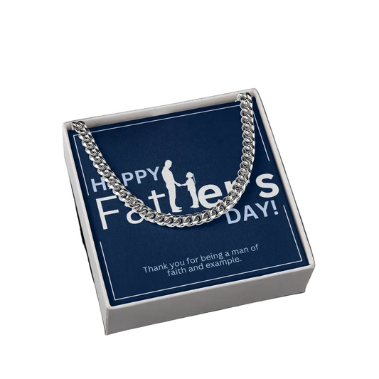 Father's Day Gift Box | Man of Faith | Stainless Steel Cuban Link Necklace