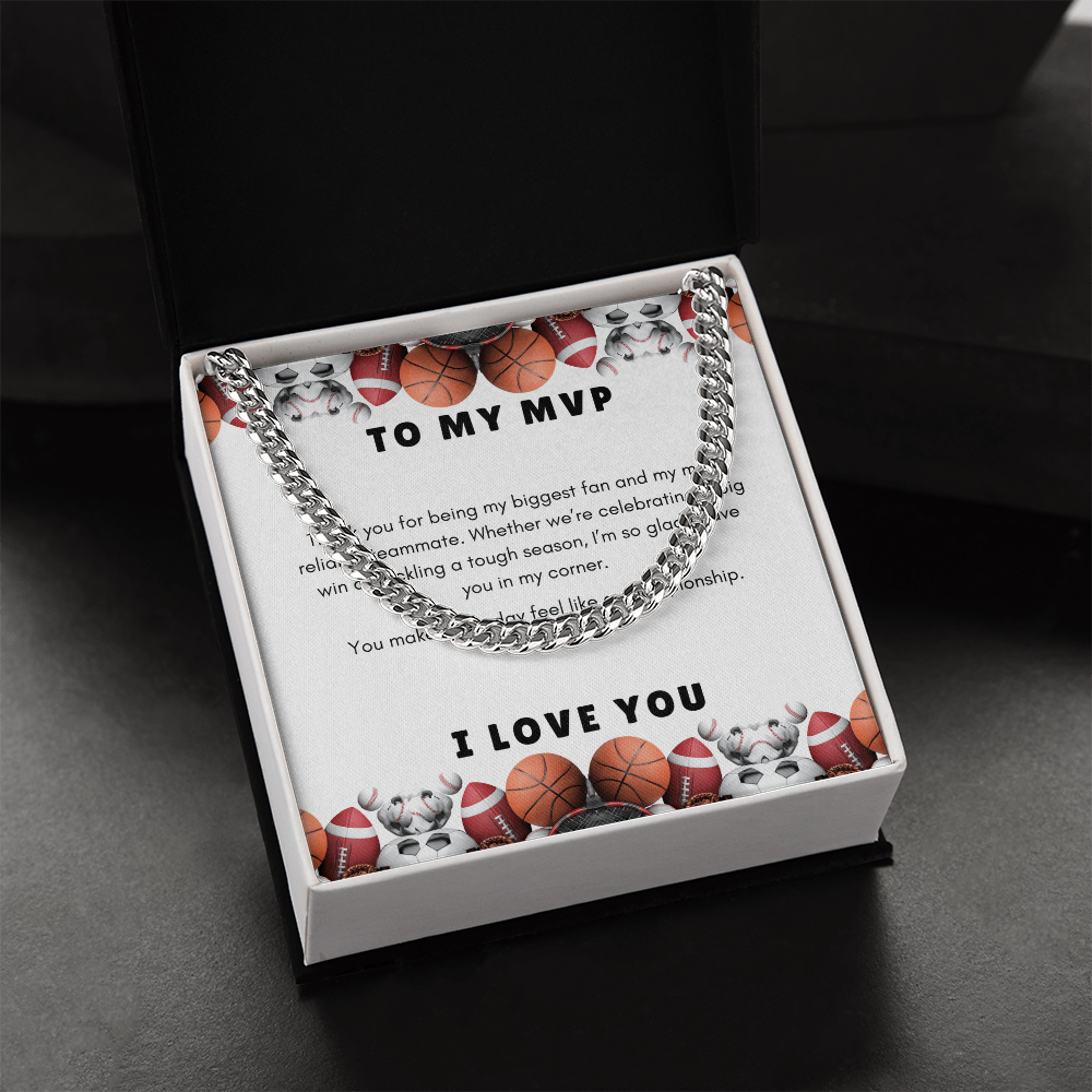 Men's Cuban Link Chain Necklace | Gift for Him To My MVP | Sports Themed  Message Card