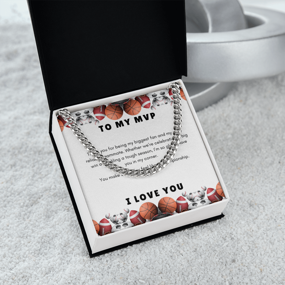 Men's Cuban Link Chain Necklace | Gift for Him To My MVP | Sports Themed  Message Card