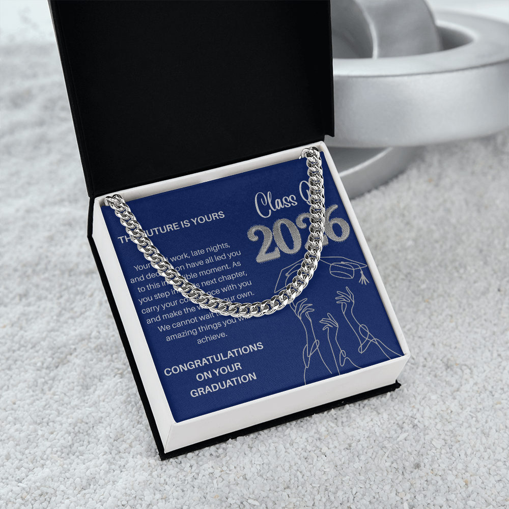 Class of 2026 Graduation Gift for Him | Men's Cuban Link Chain & Inspirational Message Card |Jewelry  Charm & Dazzle