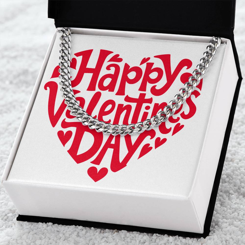Gift for Him Valentine's Day Necklace | Cuban Link Chain | Stainless Steel or 14K Gold | Message Card for Husband Boyfriend Gift